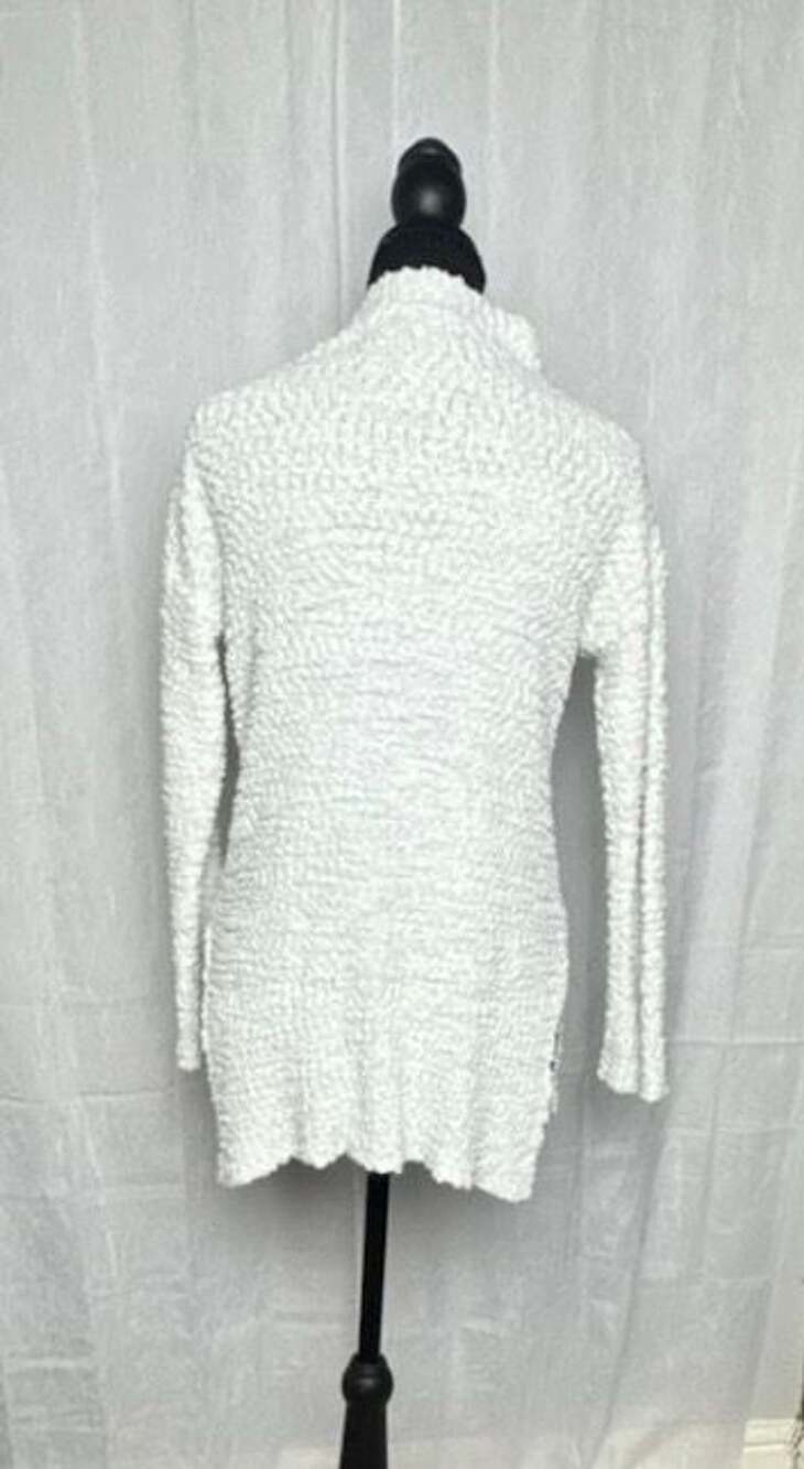 MEROKEETY White Popcorn Knit Mock Neck Tunic Sweater Size S - Picture 4 of 7